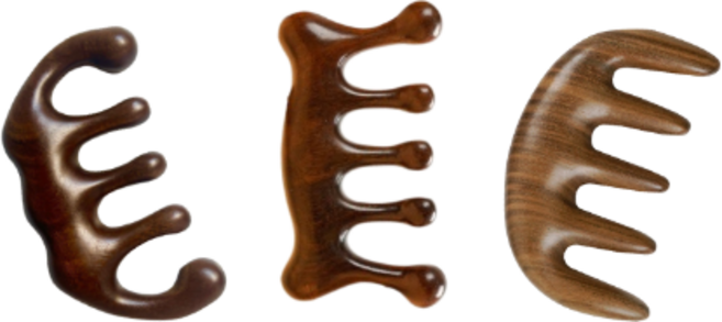 두피괄사 나무 우드 괄사빗, 괄사세트, 3개