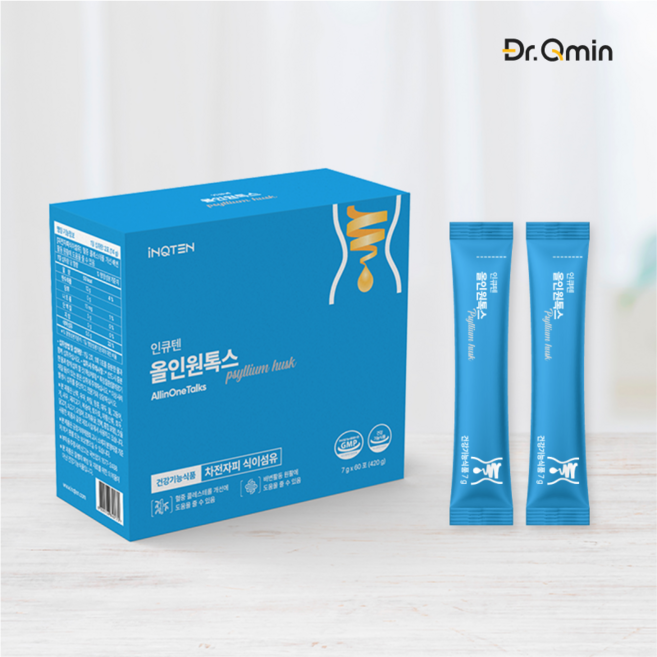 인큐텐 올인원톡스 차전자피 식이섬유 배변활동원활 혈중 콜레스테롤 개선에 도움 7g x 60포