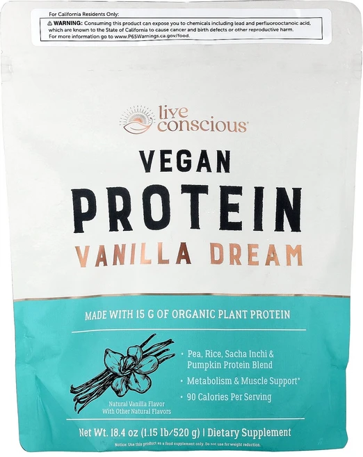 Live Conscious Vegan Protein Vanilla Dream 1.15 lb 520 g, Live Conscious, Vegan Protein,, 520g, 1개 - 쿠팡