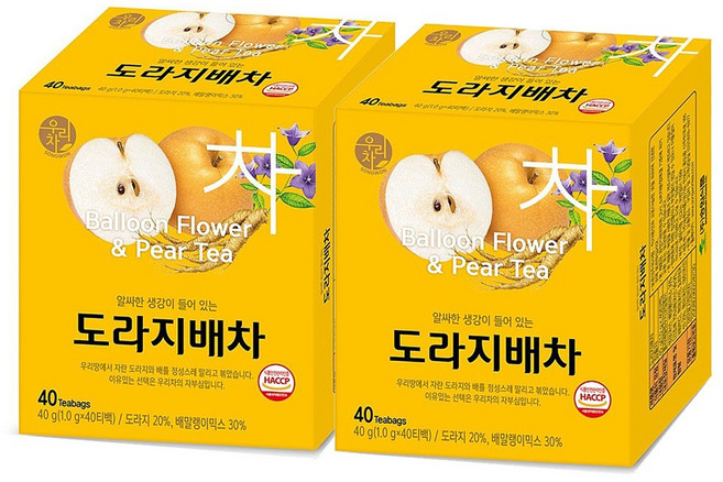 [조한스토어] 송원 우리차 도라지배차 80T (40T X 2개) 티백 생강이 들어있는, 1g, 1개, 80개입