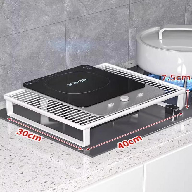 無品牌 廚房瓦斯爐置物架增高架電磁爐支架竈臺托架放鍋家用神器燒烤架, 常規 小號白色40*30*7.5, 1個