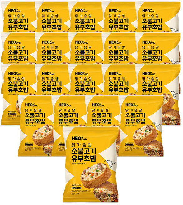 허닭 닭가슴살 유부초밥 소불고기맛, 20개, 90g