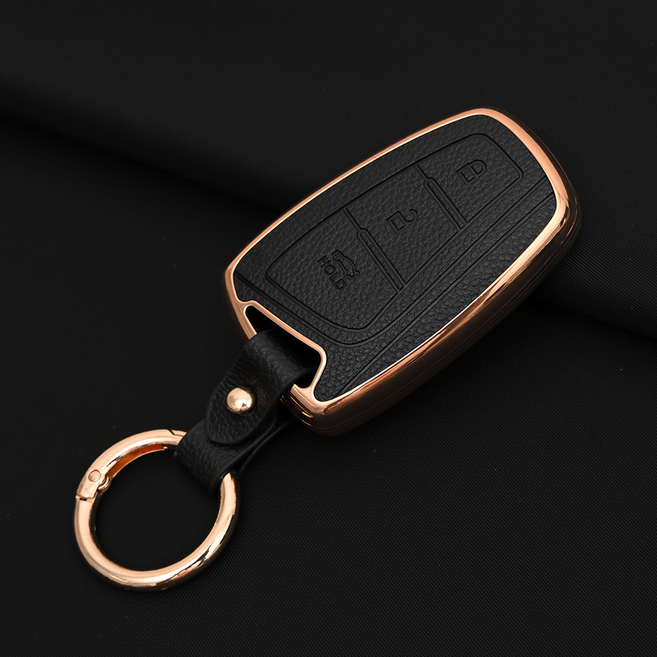 현대 그랜저HG 제네시스DH 호환 TPU 프리미엄 가죽 자동차 스마트 키 케이스 키홀더, 4버튼TL06, 블랙