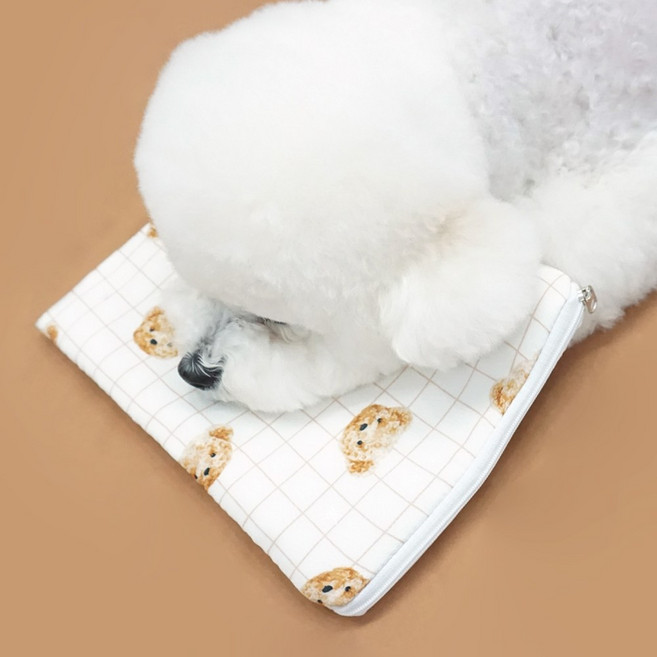 호나미네 핸드메이드 여름 인견 테디베어 보냉백 아이스팩 파우치, 1개, 바닐라