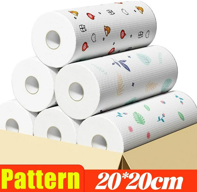 주방 일회용 넝마 두꺼운 재사용 가능한 부직포 청소용 천 가정용 세탁 행주 천 종이 타월 수색 패드, 01 600pcs- 3rolls, 01 Colorful-20x20cm, 1개