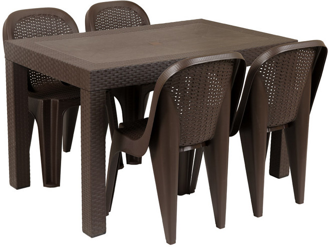 지오리빙 국산 라탄테이블 74120 창신 라탄등받이의자 세트 야외용 테이블의자, 브라운