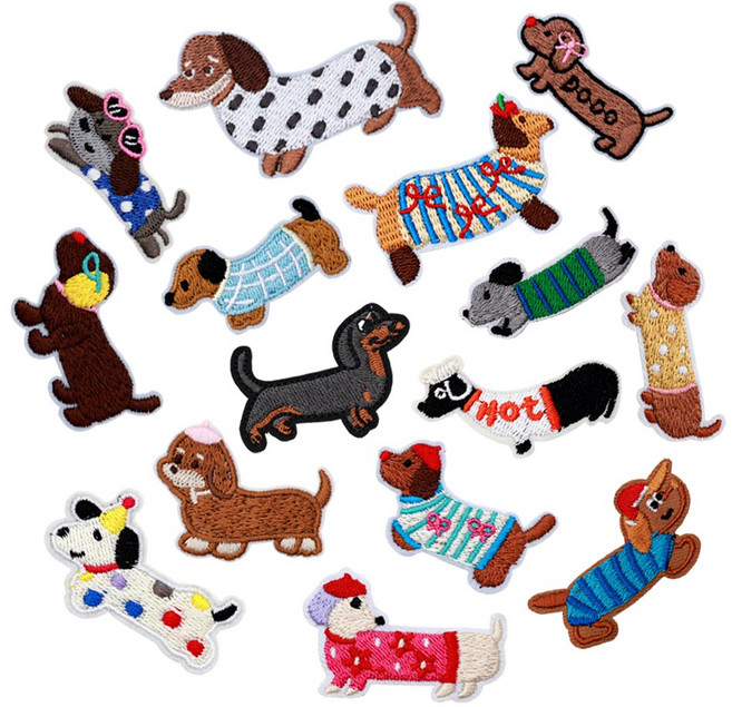 열접착식 와펜 닥스훈트 짧은다리 강아지 15종 자수 와펜 패치 다림질