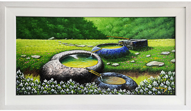 김명권 화백 돈들어오는 부자되는 옹달샘 풍경 그림 20호 현관 복도 주방 거실 인테리어 유화 그림 액자