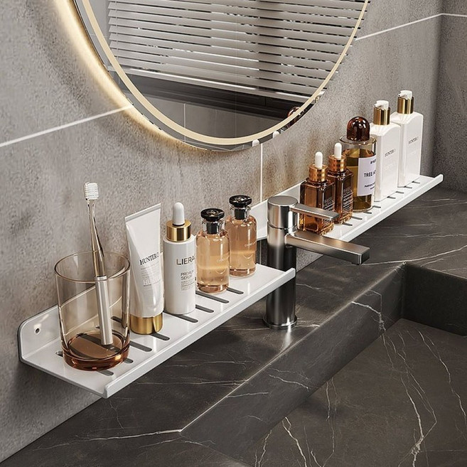 Aerolux 100%무타공 세면대 화장실 욕실 선반 강력 부착 초간편설치, U자형 화이트, 1개