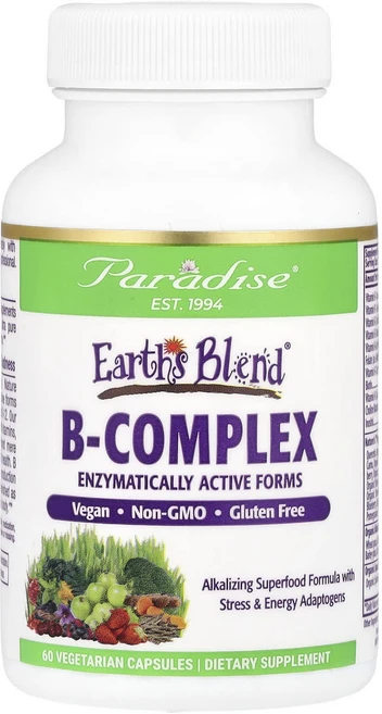 Paradise Herbs Earth's Blend Nature's C 함유 B 복합체 베지 캡슐 60정, ParadiseHerbsEarthsBlendNature, 1개 - 쿠팡