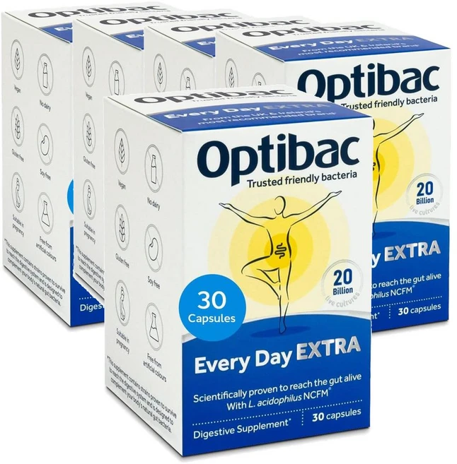 영국 옵티박 Optibac Every Day Extra 에브리데이 엑스트라 프로바이오틱스 200억 유산균 캡슐, 30정, 5개 - 쿠팡