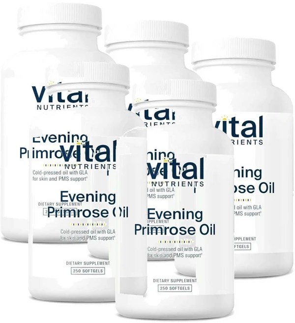 바이탈 뉴트리언츠 이브닝프림로즈오일 1000mg GLA 오메가-6 소프트젤 Vital Nutrients Evening Primrose Oil, 5개, 250정 - 쿠팡