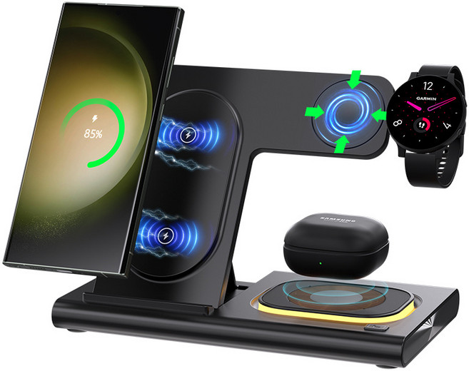 맥세이프 3in1 무선충전기 무드등 삼성 아이폰 전용 X WXCD01HEI, 1개, 블랙-삼성