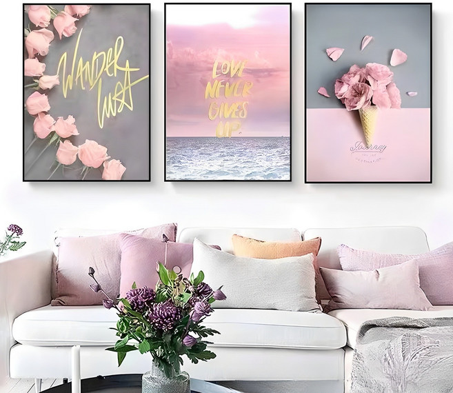 천사마음 거실 인태리어 폼보드 슬림액자 3종세트, 장미바다