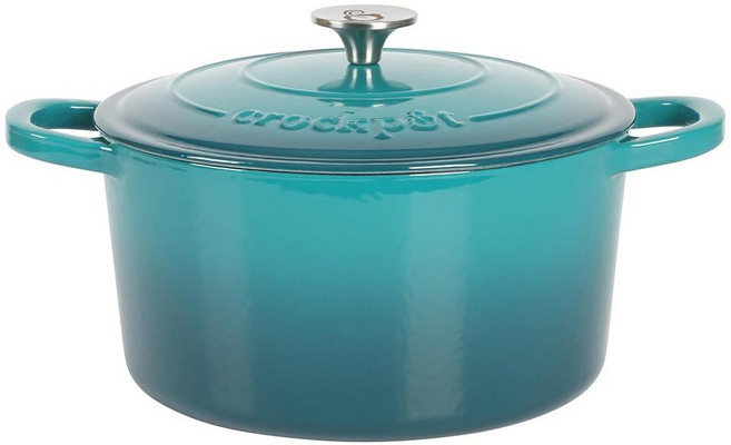 Crock Pot Artisan 원형 에나멜 주철 더치 오븐 5쿼트 선셋 오렌지 260917, 7쿼트, 틸 옴브레