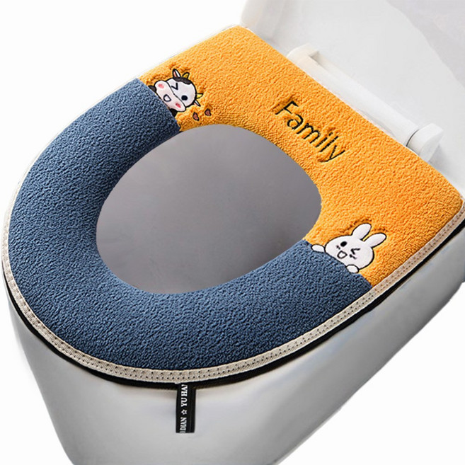 코이노리 빨아쓰는 극세사 변기 시트 커버 고급형, b.옐로우+네이비