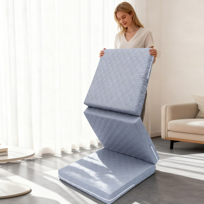 접이식 매트리스 원룸 침실 거실 바닥 단단한 허리에 방수 고밀도 메모리폼 3단 접이식 마약매트리스