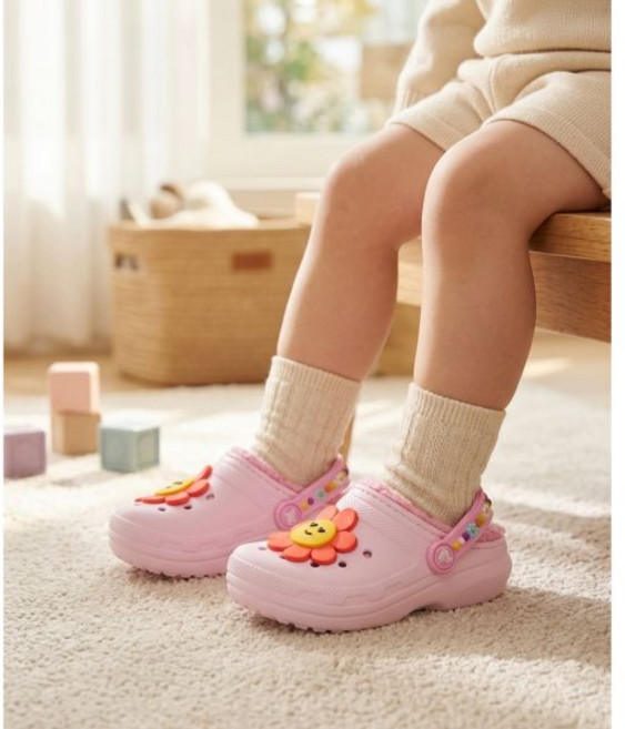 CROCS KIDS 아동 어린이 초등 스니커즈 일상화 운동화 크록스 클래식 라인드 데이지 유아 핑크밀크 겨울