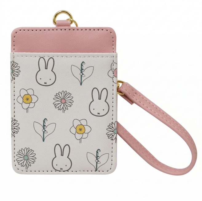 미피 miffy 블룸 카드&패스 케이스 오토릴 플로럴 핑크 귀여운 카드지갑 교통카드 스트랩 일본 정품 국내배송