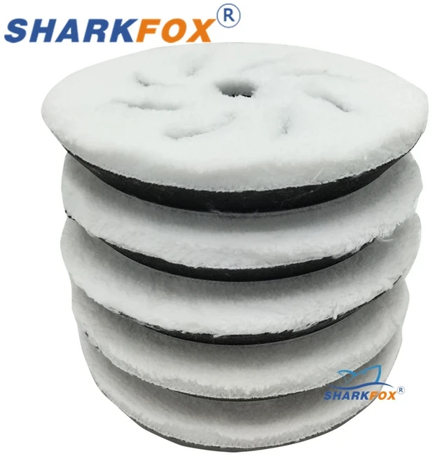 Sharkfox 5인치(125mm) DA/RO 자동차 폴리셔용 고속 마무리 마이크로파이버 폴리싱 패드 디스크, 01 5Inch, White 5pcs
