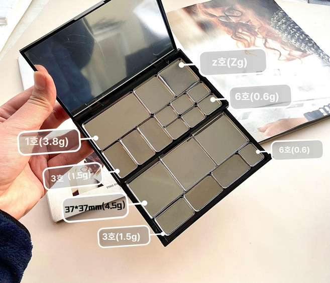 섀도우 공용기 팔레트 틴케이스 용기 소분팔 화장소분, 1개, 스타일 A 2단 빈 상자 철판 5종