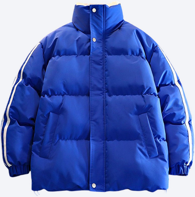 가르크시 융털 배색 라인 포인트 오버 루즈핏 스트릿 캐주얼 보온 패딩 점퍼