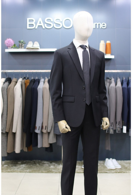 바쏘옴므 정장 WX3JT02BK 블랙 솔리드 울스판 봄가을 수트