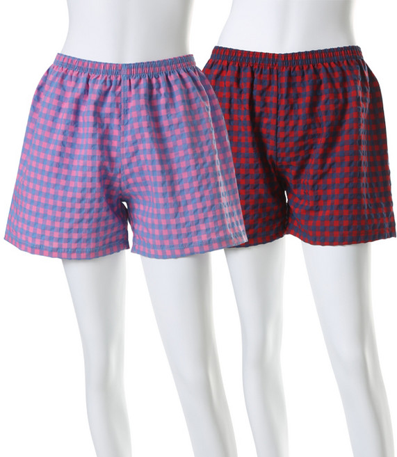 캐리루시 국산 시원한 선염 잔체크 3부 잠옷반바지 2p