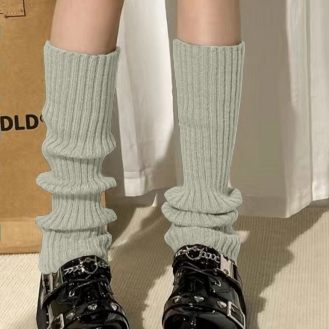 人魚朵朵 學院風針織襪套 JK日系堆堆襪 踩腳喇叭襪套 保暖長筒小腿襪套