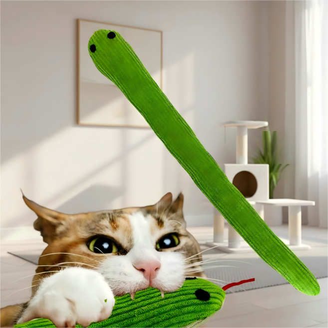 바스락 소리 고양이 사냥놀이 뱀 인형 장난감, 1개, 그린