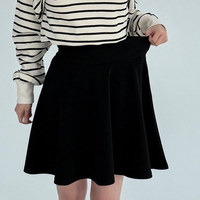 모아 허리 밴딩 기본 테니스 A라인 플레어 미니 스커트