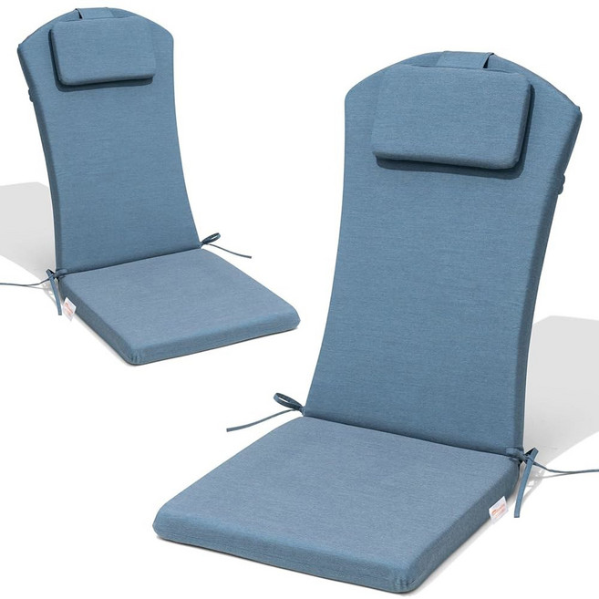 CRESTLIVE 127X50.8CM(50X20인치) SUNBRELLA ADIRONDACK 의자 쿠션 받침대 머리 변색 포함 발수성 방지 백 파티오용 하이 흔들, 데님 블루
