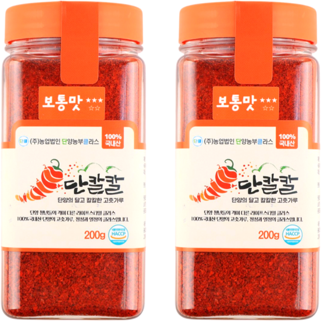 25년 국내산 단양 세척 청결 햇 고춧가루 (보통맛), 200g, 2개