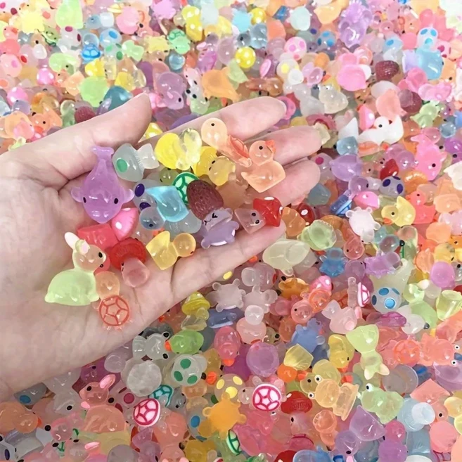 30-100개 야광 미니 레진 동물 피규어 어항 장식품 수족관 액세서리, 03 30pcs, 01 Mix