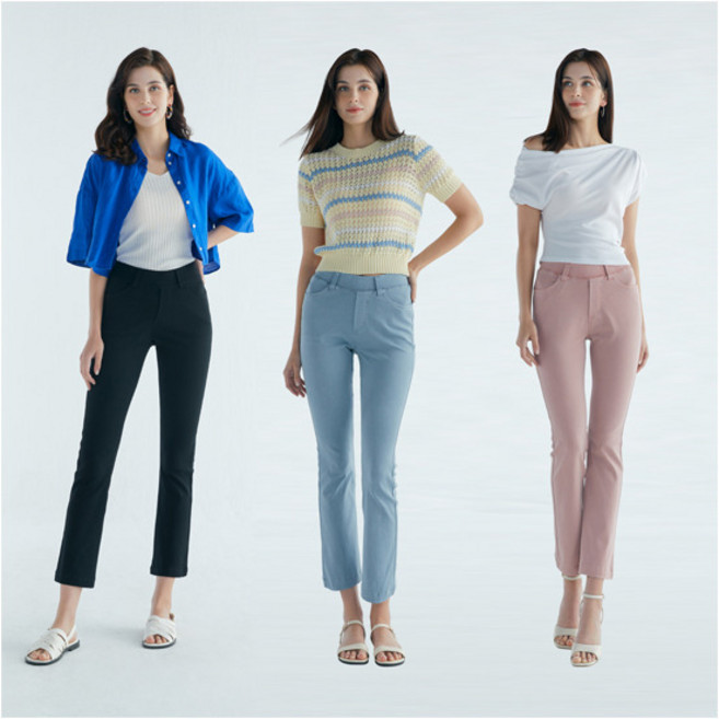 [바이유] [1+1+1] 여성 미니플레어 워싱 9부 팬츠 3종(RW9W)