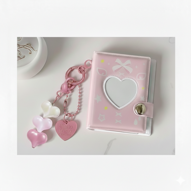 증명사진 미니앨범 키링, 16매, 핑크