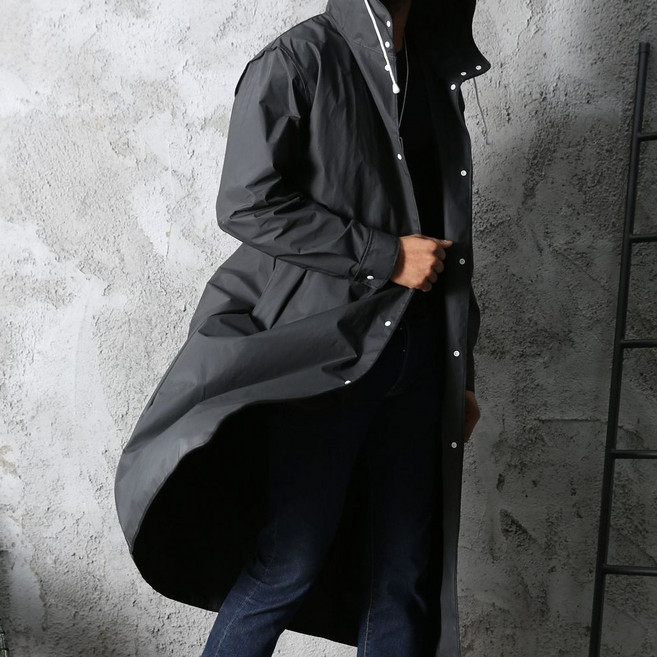 심플 블랙 코트형 우비