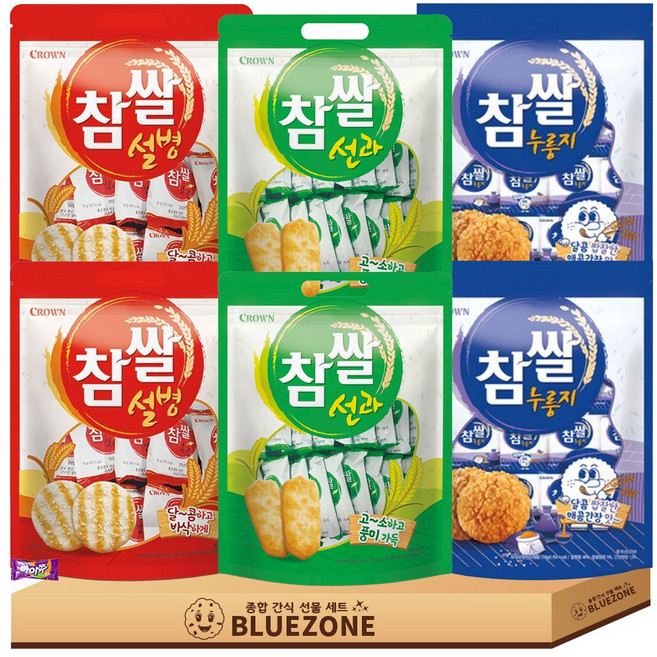 참쌀세트(참쌀선과 253g x 2 + 참쌀설병 270g x 2 + 참쌀누룽지 219g x 2), 1세트