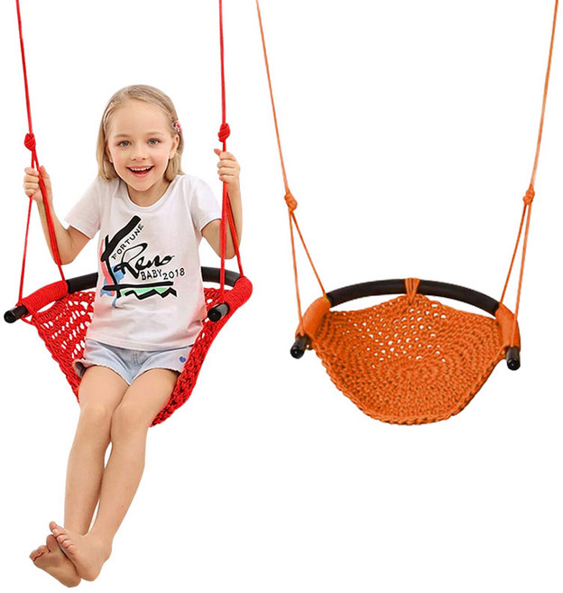 슈퍼리치 어린이 해먹 그물 그네 유아동 실내 안전그네 가정용 문틈그네 스윙 흔들그네 야외 키즈 운동 다용도 거실 완구 장난감 로프 밧줄 줄타기 원반 외줄그네, ST02-01 어린이 해먹 그물 그네 오렌지, 1개