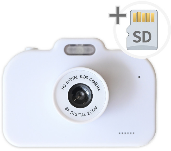토이토 4세대 어린이 미니 토이 디지털 카메라 키즈 C타입 SD카드, 1개, 화이트