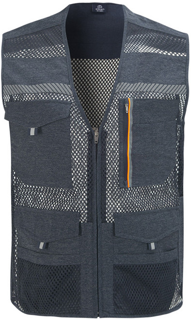 지벤[ZIBEN] ZB-V1823 전체적으로 메쉬를 사용해 무더운 여름철 통기성이 좋아 시원하게 착용가능함. 조끼, GRAY, 1개
