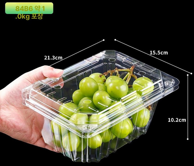 일회용 포도 포장 샤인머스켓 직사각 박스 플라스틱, 1개, 84b6 스타일 약1.0kg 200개 박스