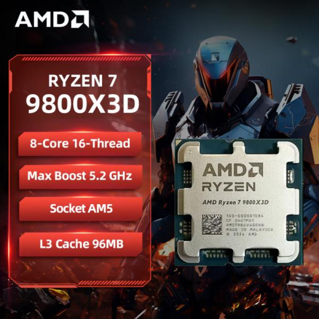 AMD 라이젠 7 9800X3D 게임용 CPU R7 9800X3D 최대 5.2GHz 8코어 16스레드 96MB 캐시 AM5 데스크탑 게이밍, 01 China Mainland, 1
