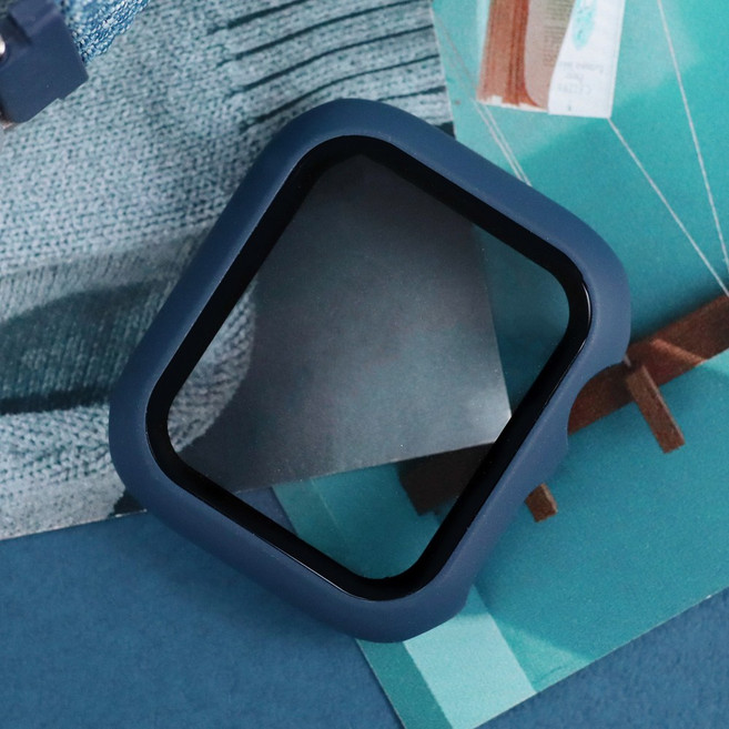 오르몽트 애플워치 9H 강화유리 풀커버 보호케이스 일제형 슬림 경량 40mm 41mm 44mm 45mm호환, 미드나잇블루