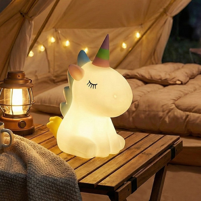 사는잼 LED 레인보우 유니콘 실리콘 수면등 터치 무드등