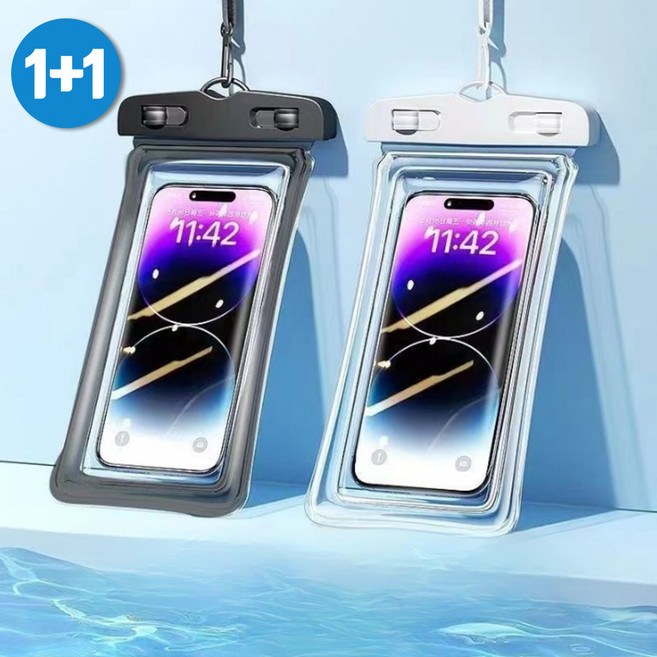 애아리빙 지문인식 1+1 풀방수 스마트폰 터치 방수팩, 블랙+화이트, 2개