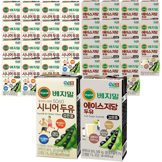 베지밀 시니어 저당 검은콩 두유, 190ml, 32개
