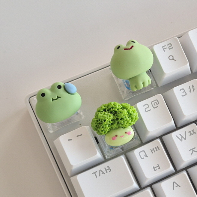 귀여운 투명 포인트 키캡 키보드 클릭커 교체형 커버뚜껑 십자축, 개구리3종