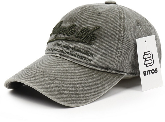 비토스 국내제작 빈티지워싱 자수 볼캡 야구모자 커플모자