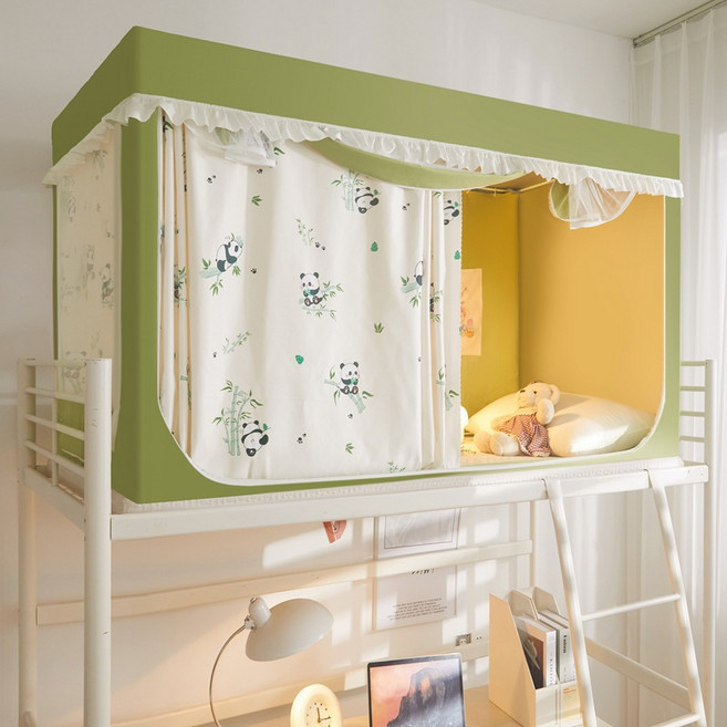 개웃기냥 귀엽고 아기자기한 1인용 1 2층침대 기숙사 학생용 사각 모기장 텐트 난방 틴트 일체형 5면 포괄, D 귀여운 팬더